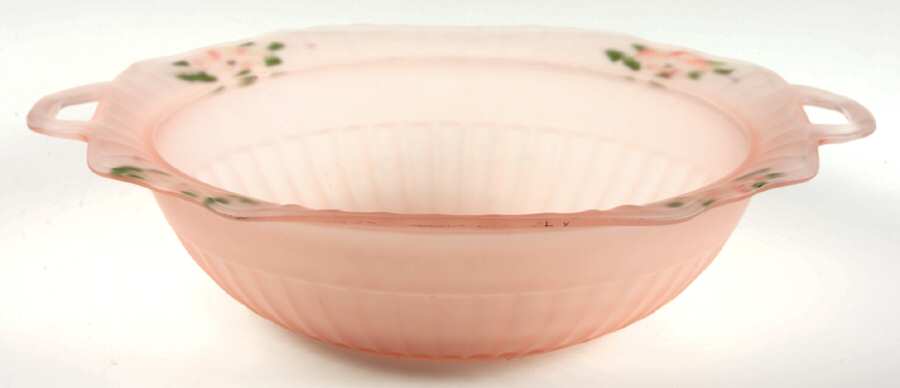 Mayfair Pink Frosted 11" Handled Round Vegetable Bowl by Anchor Hocking-1