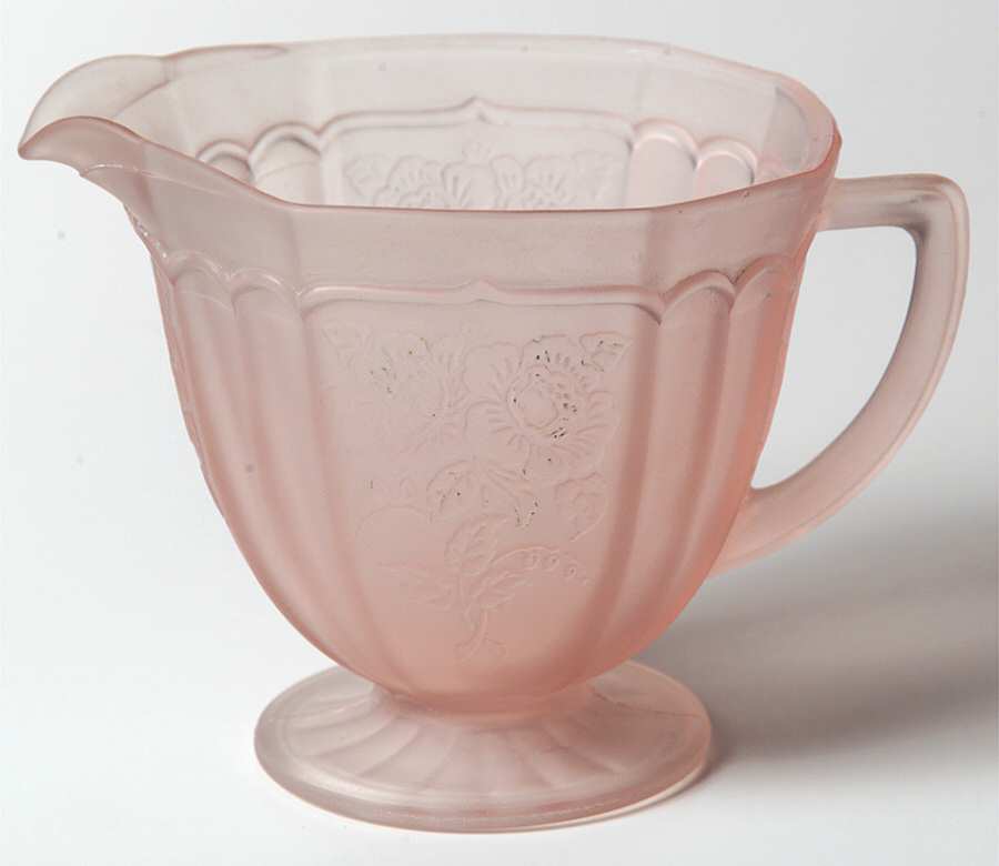Mayfair Pink Frosted Footed Creamer by Anchor Hocking-1