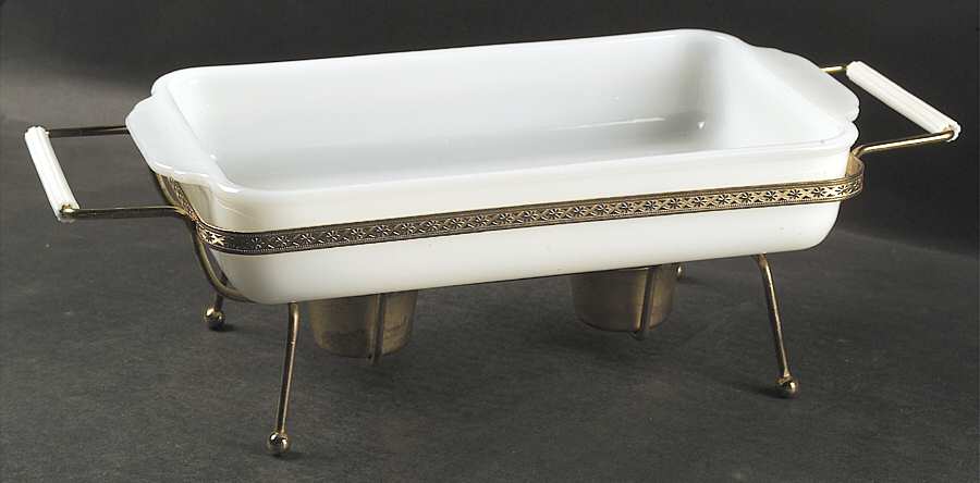 Anchorwhite (Milk White) Rectangular Baking Pan with 2 Candle Wrmrs by Anchor Hocking-1