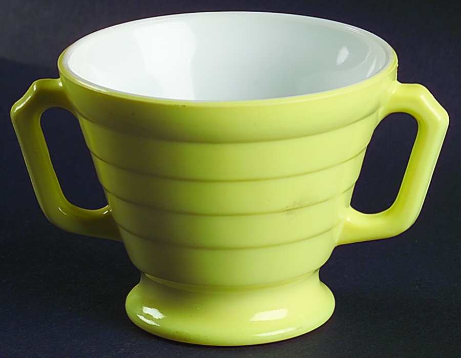 Moderntone Platonite Chartreuse Open Footed Sugar by Hazel-Atlas-1