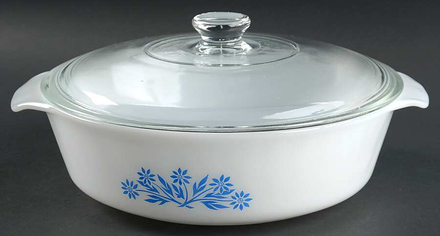 Cornflower 2 Quart Round Covered Casserole by Anchor Hocking-1