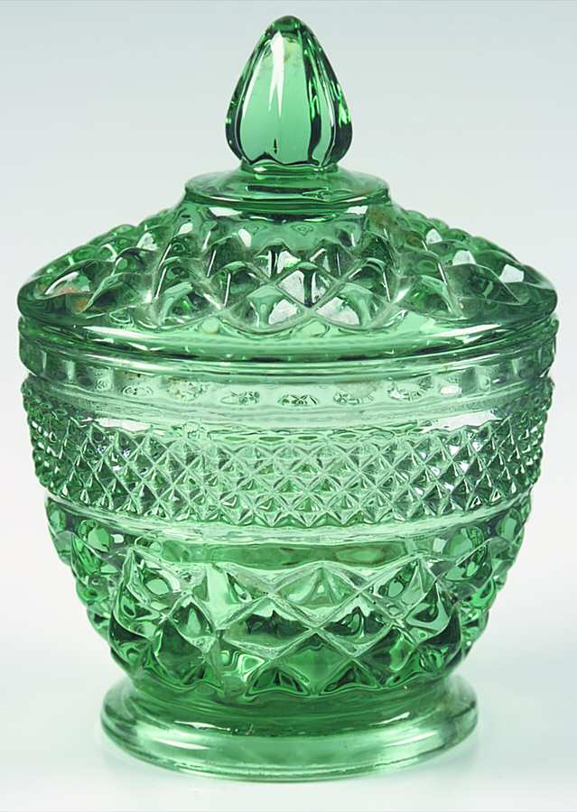 Wexford Green Sugar Bowl & Lid by Anchor Hocking-1