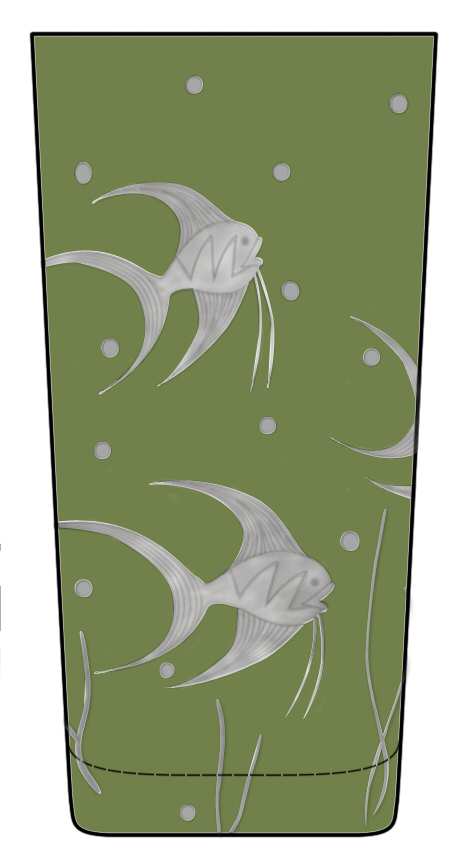 Fish L'Art Deco Olive Green Highball Glass by Artel-1