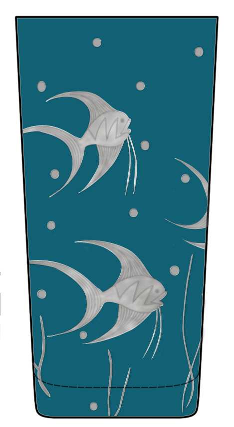 Fish L'Art Deco Peacock (Teal) Highball Glass by Artel-1