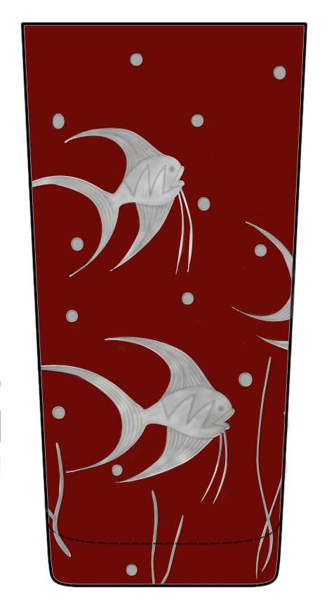 Fish L'Art Deco Red Highball Glass by Artel-1