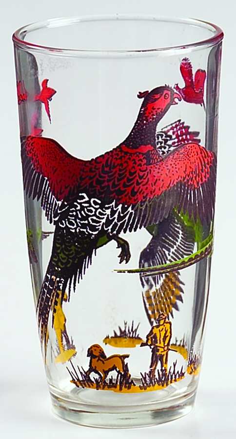 Pheasants 14 Oz Flat Tumbler by Hazel-Atlas-1