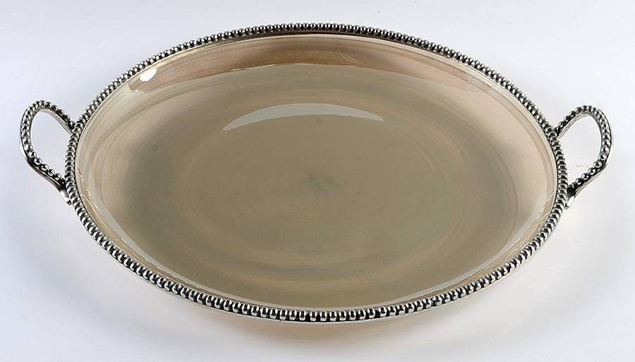 Splendore (Glass Dinnerware) 15" Round Handled Platter by Arte Italica-1