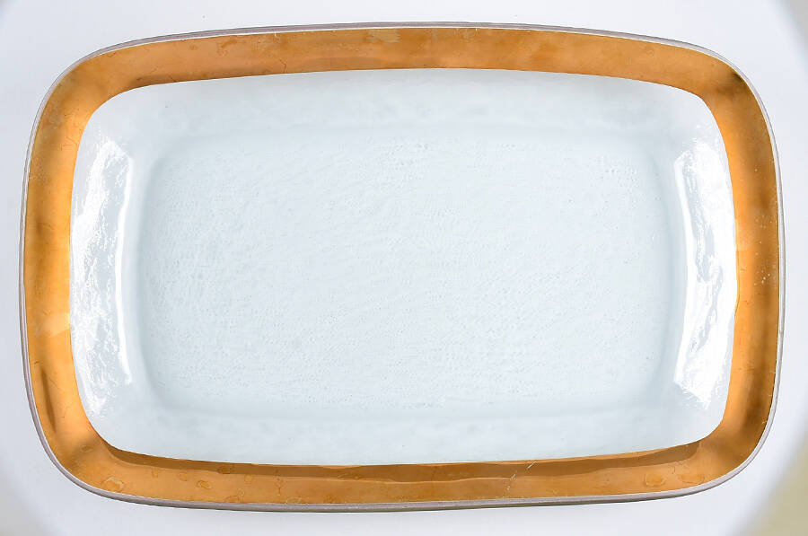 Roman Antique Gold 11" Oblong Relish by Annieglass-1