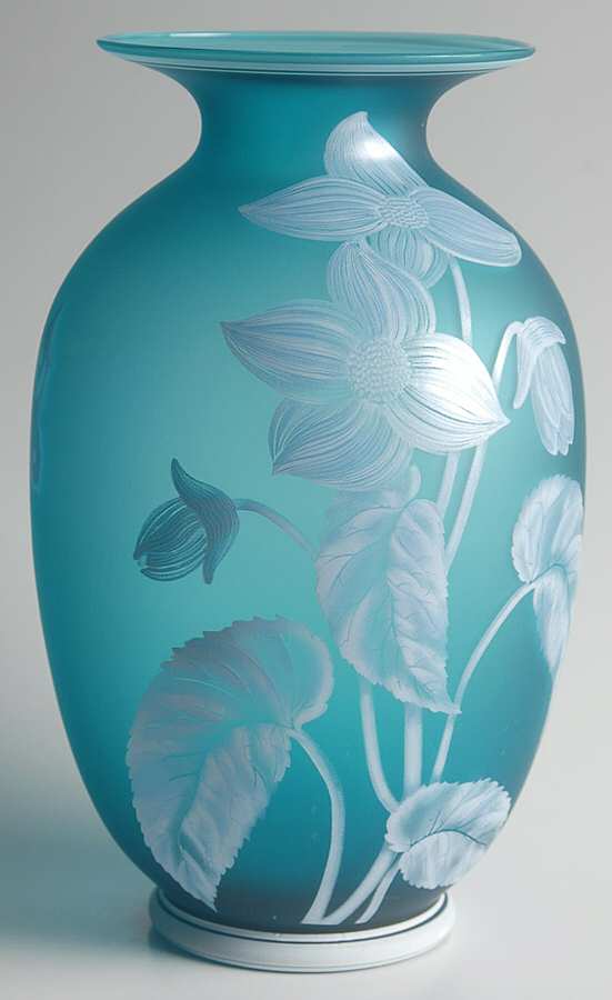 Avon Blue Satin 9" Flower Vase by Avon-1