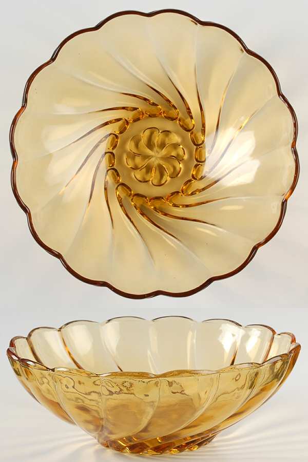 Seashell Amber 9" Round Bowl by Hazel-Atlas-1