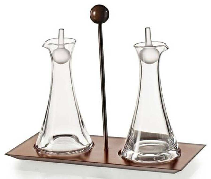 Village (3 Piece) Cruet Set (2 Cruets & Wood Stand) by Atlantis-1