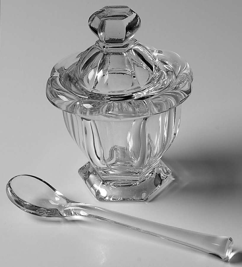 Bretagne (Cut) Mustard & Lid with Spoon by Baccarat-1