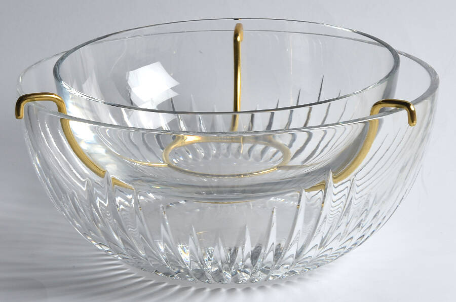 Massena (No Trim) (3 Piece) Caviar Server Set (2 Bowls,Metal Holder) by Baccarat-1