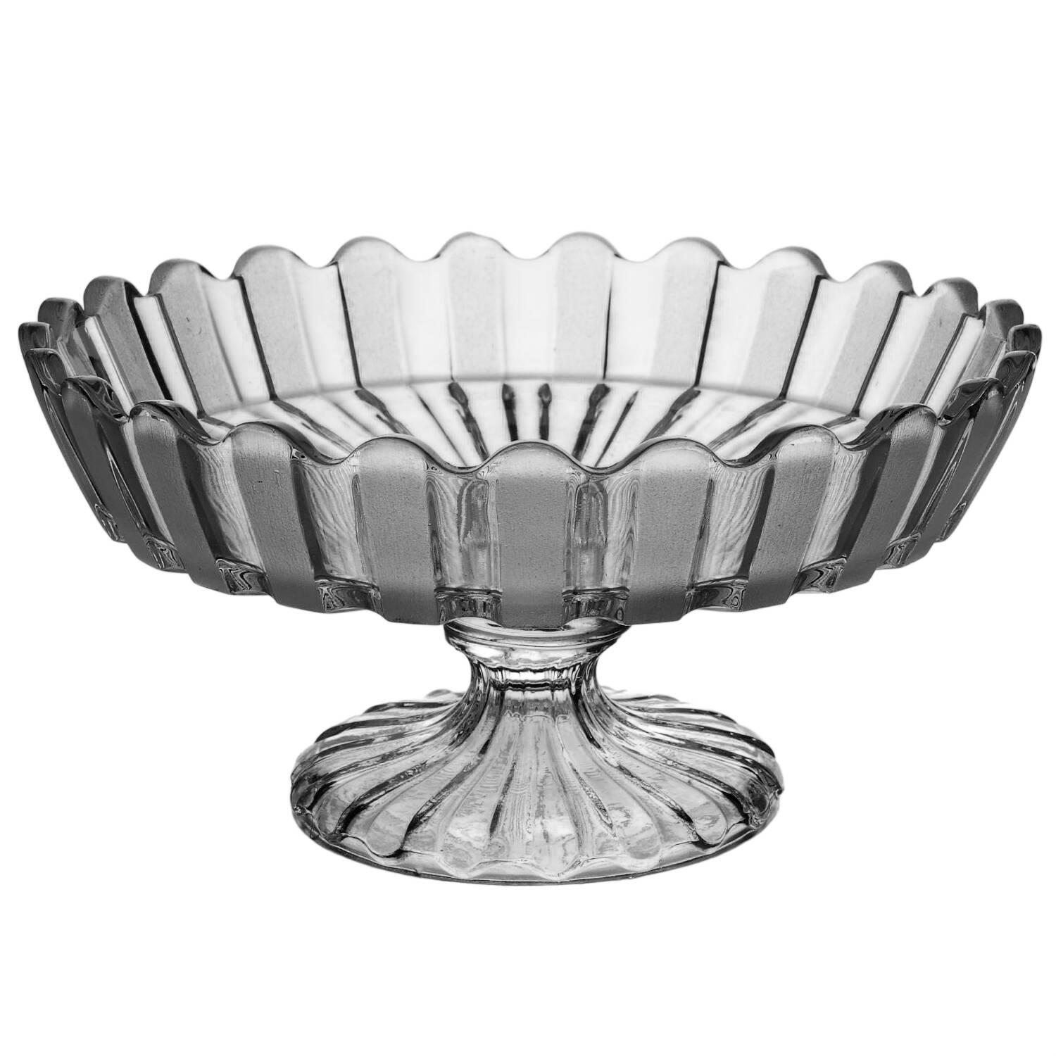 Frosted Ribbon 8" Width Low Open Compote by Bakewell, Pears, Black-1