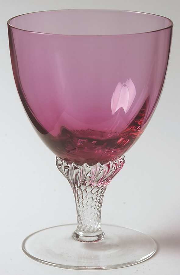 Lisa Cranberry (Optic, Straight Bowl) Wine Glass by George Borgfeldt-1