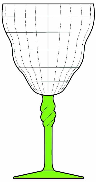 325 Green (Green Stem, Block Optic) Water Goblet by Bryce-1