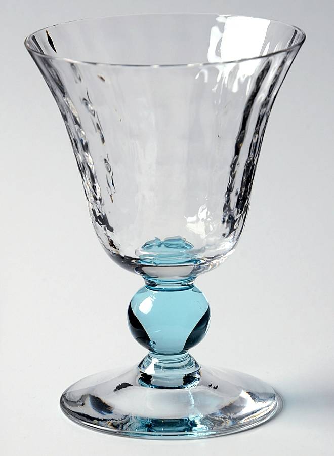 Apollo Cerulean (Blue Stem, Block Optic) Wine Glass by Bryce-1