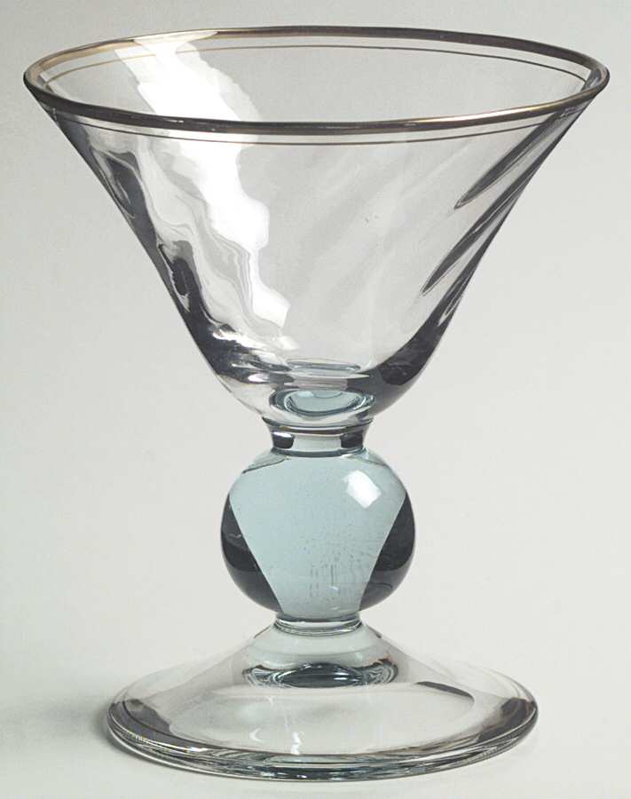Apollo Cerulean (Blue Stem, Swirl Optic, Gold Trim) Champagne/Tall Sherbet by Bryce-1
