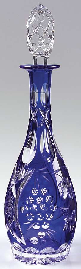 Vineyard Grape Cobalt Blue Cordial Decanter & Stopper by Bayel-1