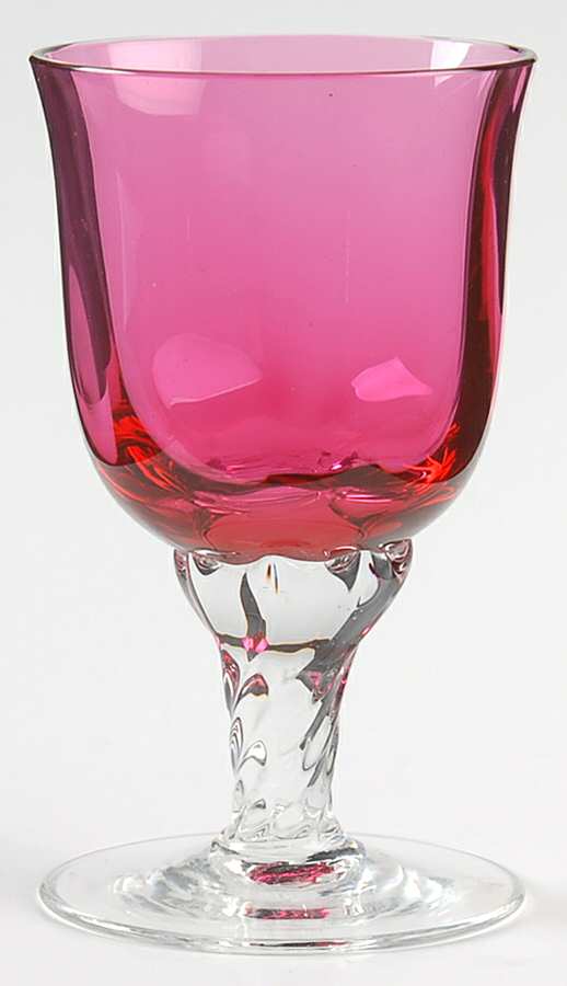 Liza Cranberry (Optic, Flared Bowl) Cordial Glass by George Borgfeldt-1
