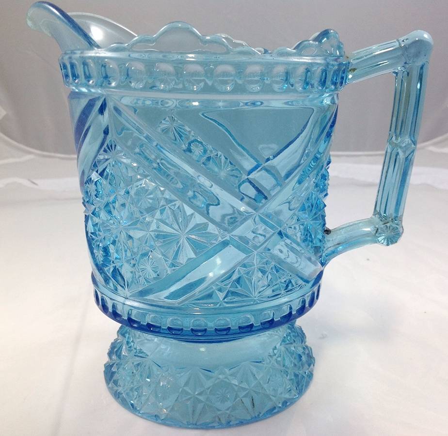 Daisy and Button with V Ornament Blue Creamer by Beatty-1