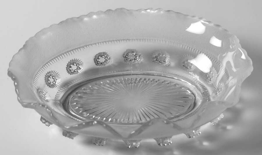 Catherine Frosted Clear 5" Oval Bon Bon by Bagley Glass-1