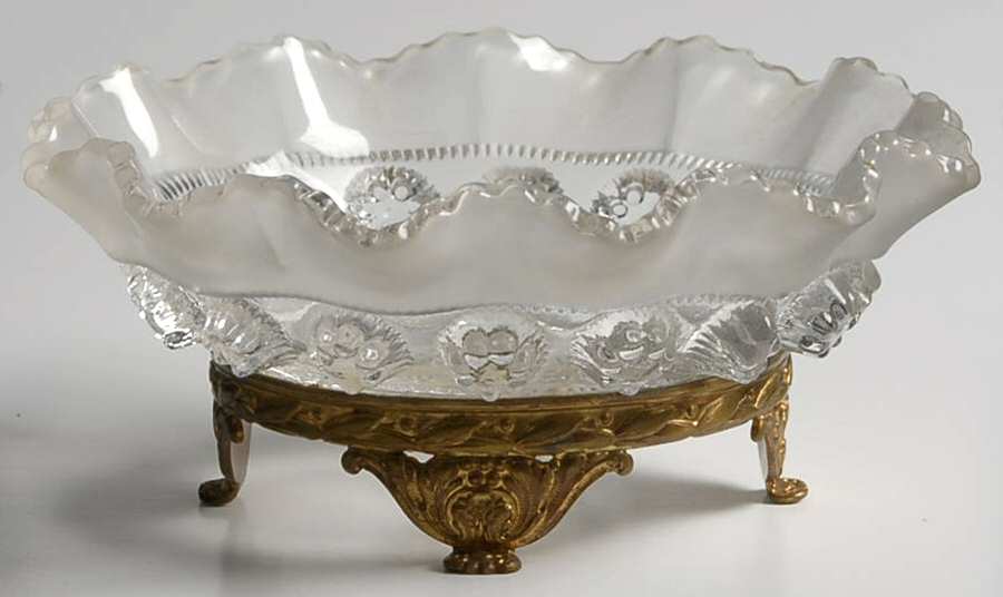 Catherine Frosted Clear 5" Metal Base Nappy by Bagley Glass-1