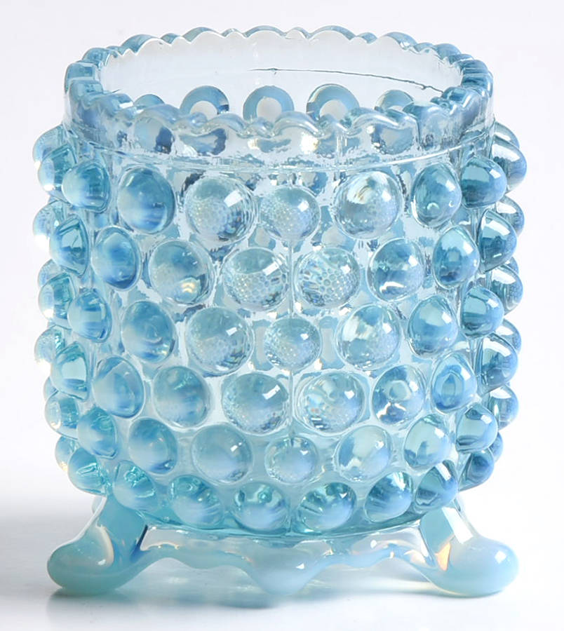 Overall Hobnail Blue Opalescent Toothpick Holder by Beatty-1