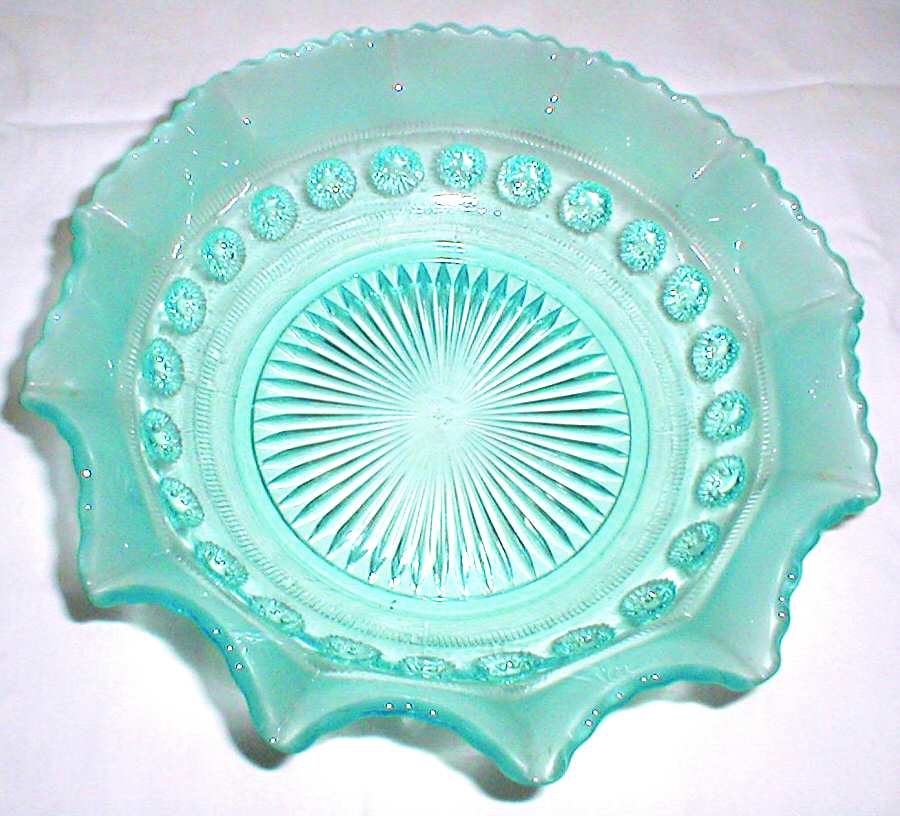 Catherine Aqua Frost Round Bowl by Bagley Glass-1