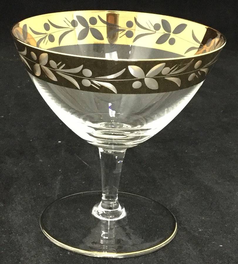 BOC12 Gold (Gold Trim on Foot) Champagne/Tall Sherbet by Bohemia Crystal-1