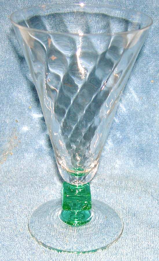 934-3 (Green Stem, Swirl Optic) Water Goblet by Bryce-1