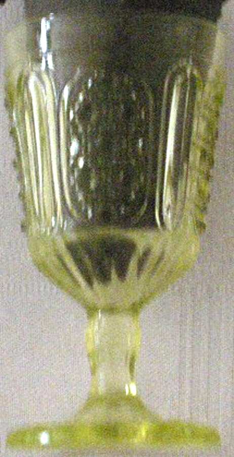 Fine Cut and Panel Vaseline Wine Glass by Bryce-1