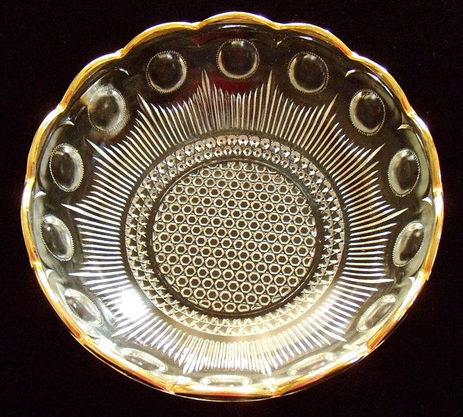 St Genevieve Clear (Gold Trim) Small Fruit Dessert Bowl by Bartlett Collins-1