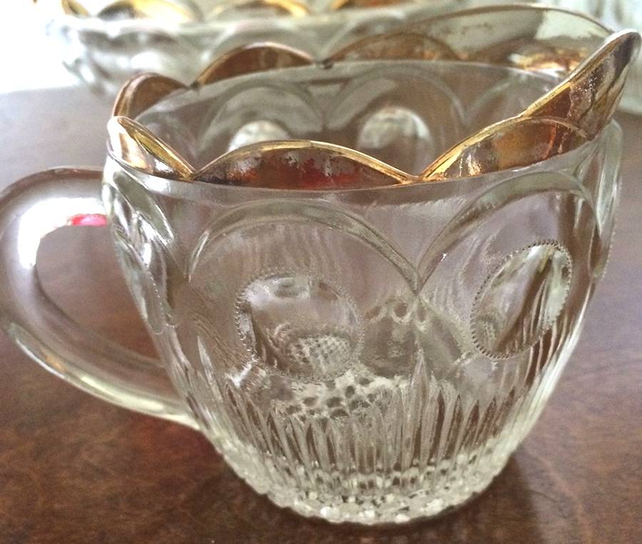 St Genevieve Clear (Gold Trim) Creamer by Bartlett Collins-1