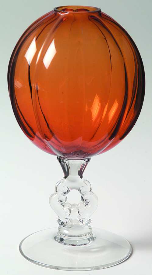 3400 Amber #3400/1236 8" Footed Ivy Vase by Cambridge-1