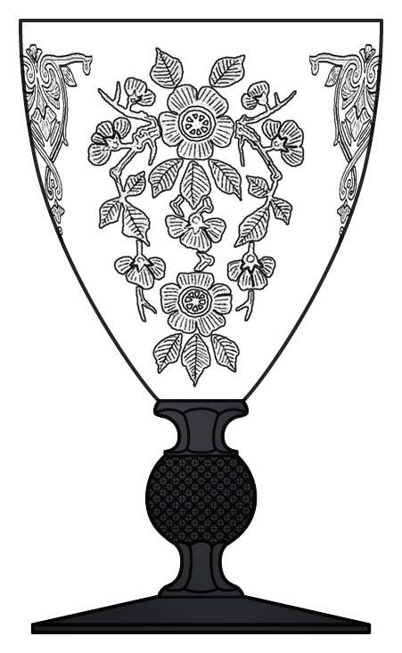 Apple Blossom Clear (Black Stem #1069) Water Goblet by Cambridge-1