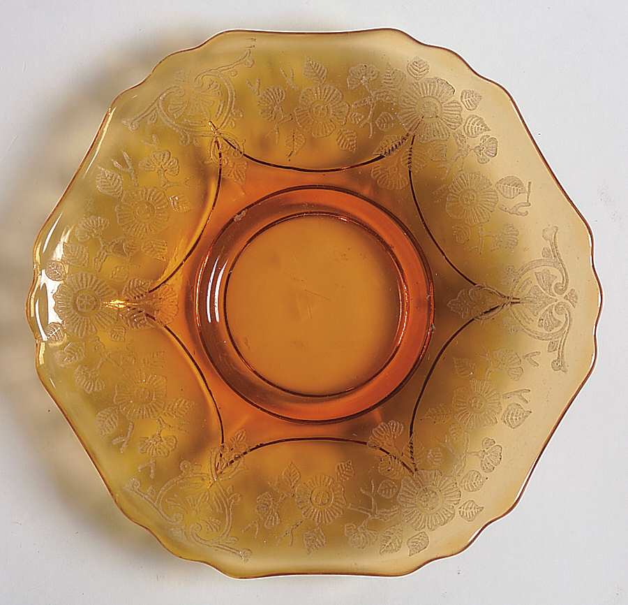 Apple Blossom Amber (Stem 3120) Saucer for Shape 3400 Demitasse Cup by Cambridge-1
