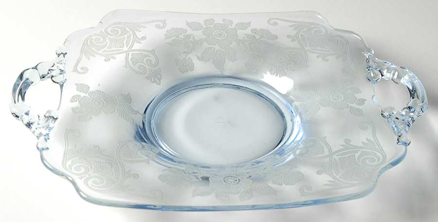 Apple Blossom Blue (Stem 3130) 3400/1181 Handled Bon Bon Plate by Cambridge-1