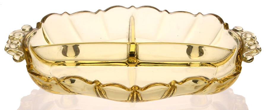 Corinth Yellow 12" Oval 3 Part Celery/Relish by Cambridge-1