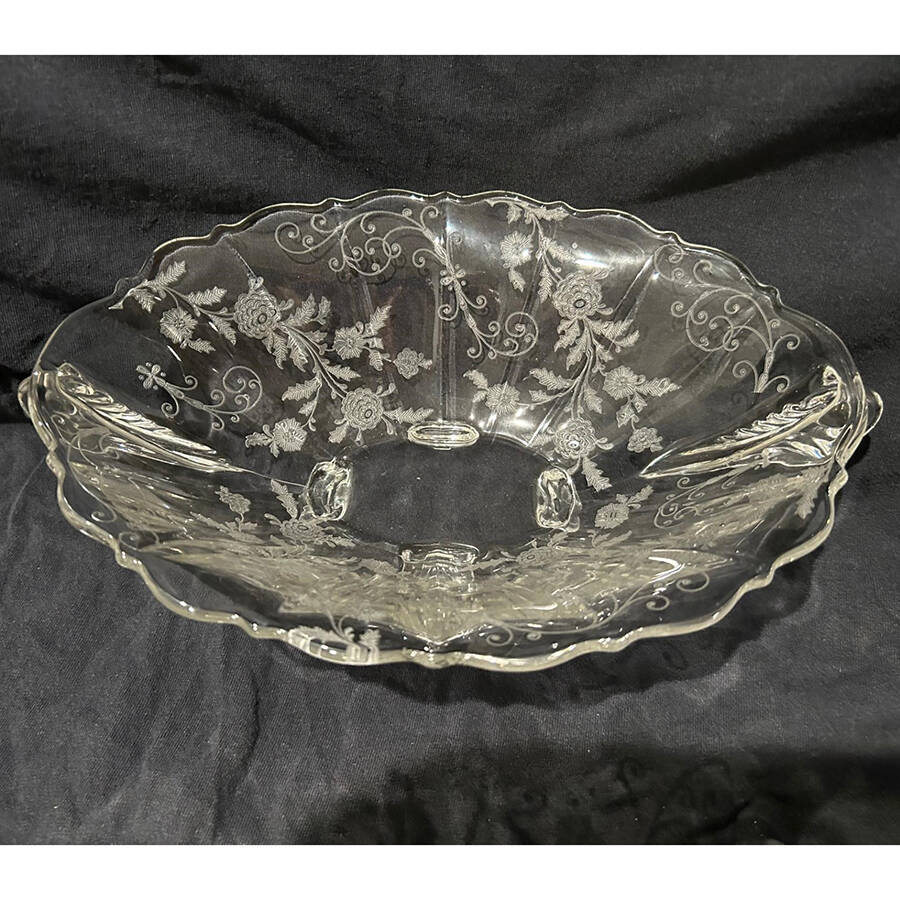 Elaine Clear (Stem 3500) 12" Oval 4-Toed Handled Bowl by Cambridge-1