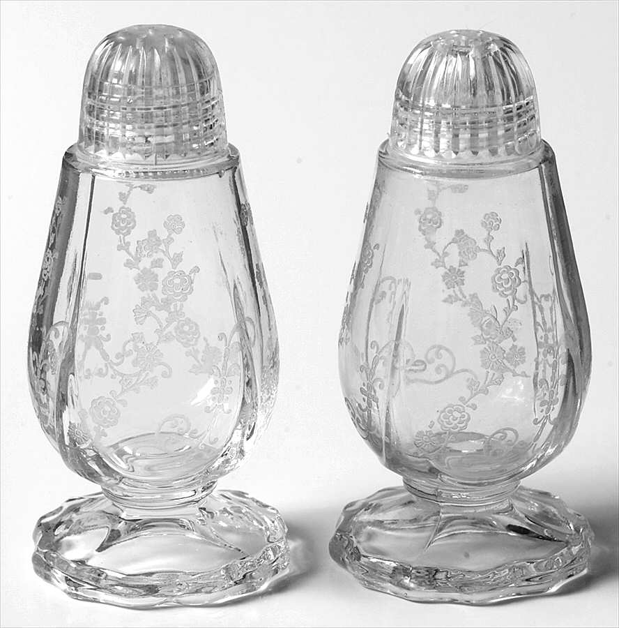 Elaine Clear (Stem 3500) 3400/77 Footed Shaker Set with Glass Lids by Cambridge-1
