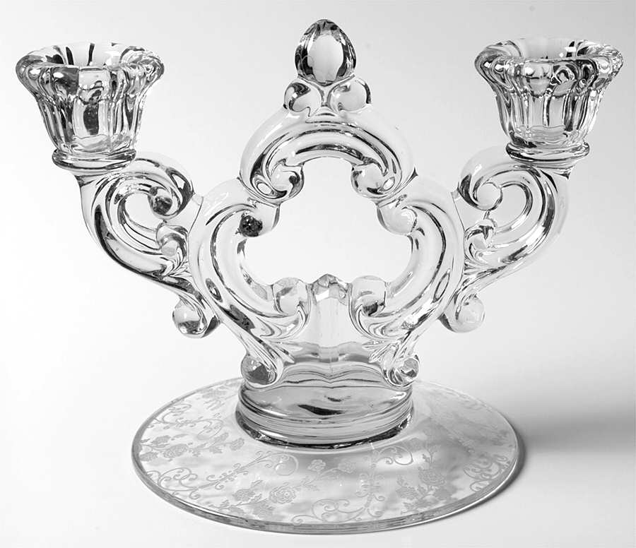 Elaine Clear (Stem 3500) 3400/647 2 Light Candlestick (Round Base) by Cambridge-1