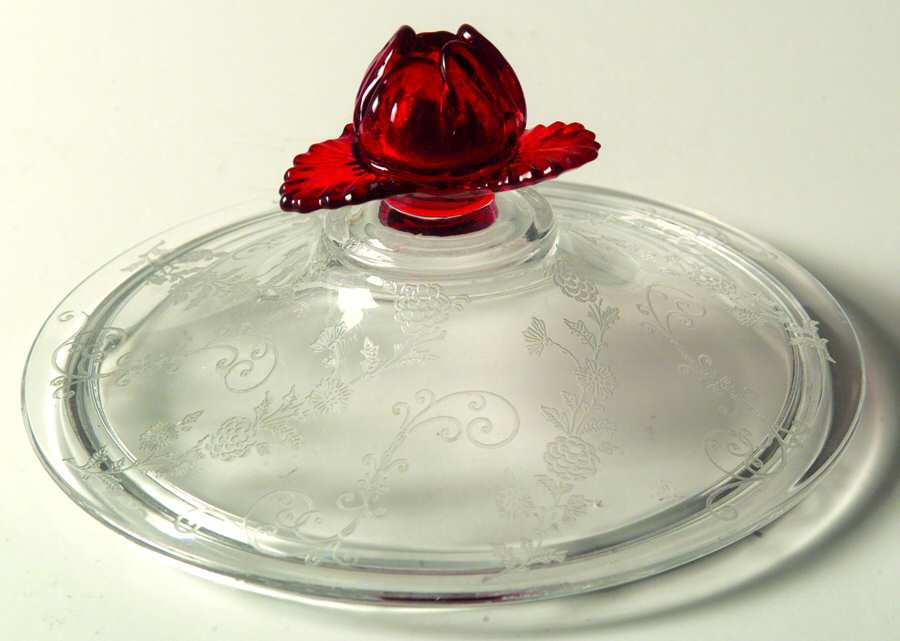 Elaine Clear (Stem 3500) Lid for #P 300 Rose Finail Candy Box by Cambridge-1