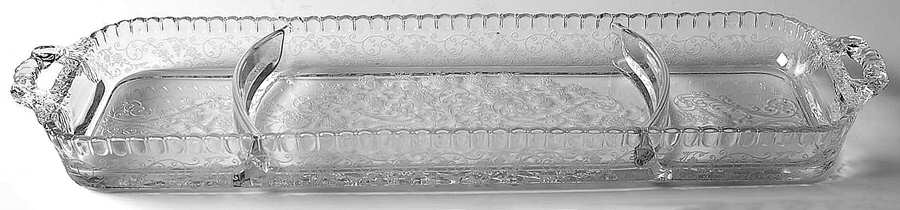Elaine Clear (Stem 3500) Handled 3 Section Rectangular Tray by Cambridge-1