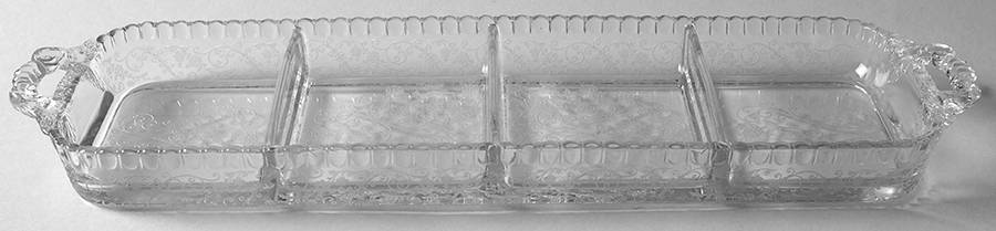 Elaine Clear (Stem 3500) Handled 4 Section Rectangular Tray by Cambridge-1