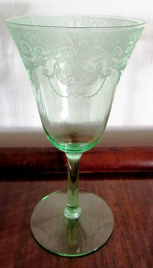 Etch 520 Green (Stem 3060) Water Goblet by Cambridge-1