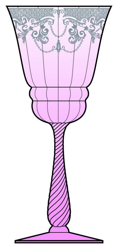 Etch 520 Pink (Stem 3095) Water Goblet by Cambridge-1