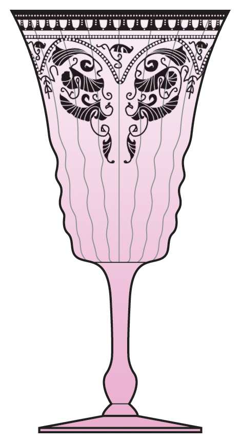 Etch 704 Pink (Stem 3075) Water Goblet by Cambridge-1