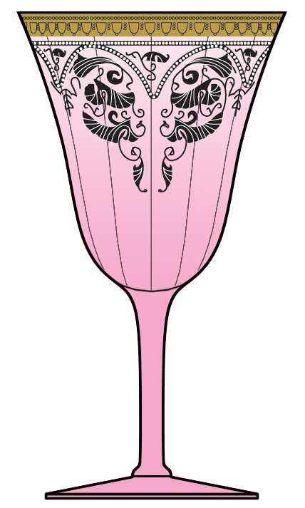 Etch 704 (Pink, Gold Trim) Water Goblet by Cambridge-1