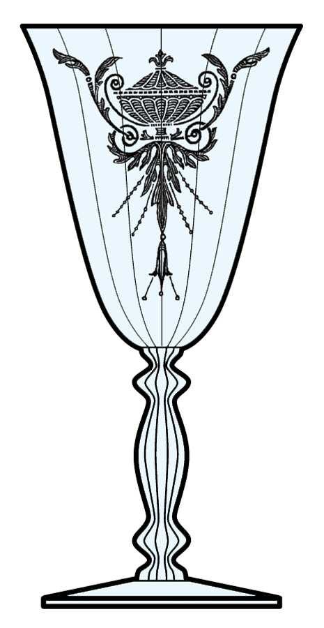 Etch 739 Blue (Stem 3130) Water Goblet by Cambridge-1